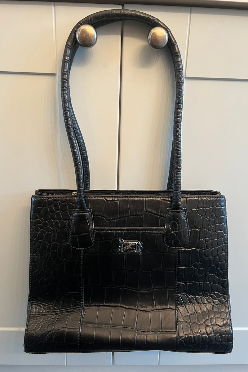 Osprey London Black Croc Leather Bag My Fairytale Wardrobe