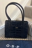 Osprey London Navy Croc Leather Bag