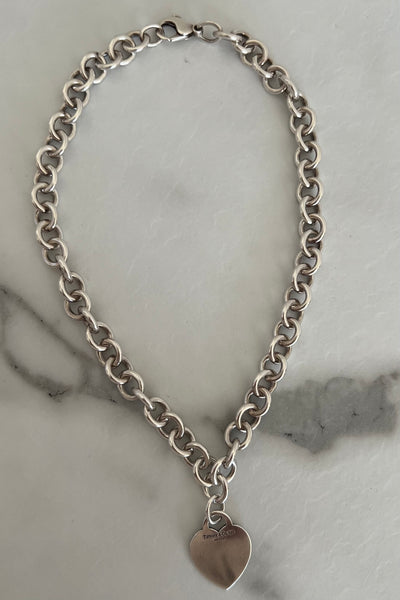Tiffany And Co Vintage Silver Heart Necklace
