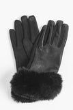 Faux Leather Fur Trim Gloves