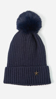 Ribbed Bobble Hat with Star