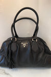 Prada Black Leather Tassel Bowling Bag