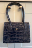 Osprey London Navy Croc Leather Bag