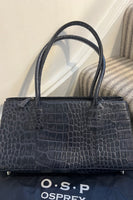 Osprey London Navy Croc Leather Bag