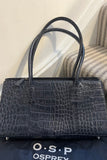 Osprey London Navy Croc Leather Bag