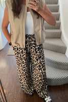 Wide Leg Leopard Print Trousers