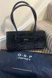 Osprey London Navy Croc Leather Bag