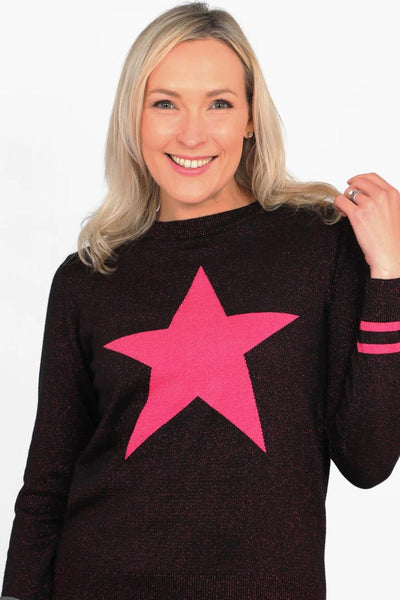 Glitter Wool Blend Jumper with Star and Stripe Print