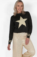 Glitter Wool Blend Jumper with Star and Stripe Print