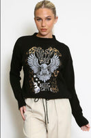 Slogan Eagle Print Sweatshirt