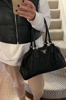 Prada Black Leather Tassel Bowling Bag