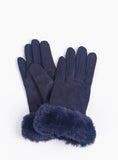 Faux Suede Fur Trim Gloves