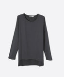 Dark Grey Plain Raw Edge Dip Hem Sweatshirt