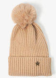Ribbed Bobble Hat with Star