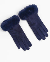 Faux Suede Fur Trim Gloves