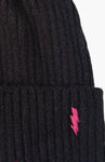 Ribbed Bobble Hat with Lightening Bolt