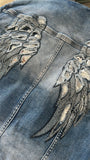 Denim Jacket with Wing Detail