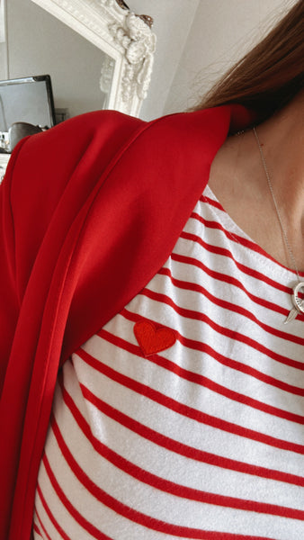 Red Heart Breton Long Sleeve Top