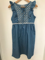 Sale Denim Embroidered Dress - My Fairytale Wardrobe Chelmsford